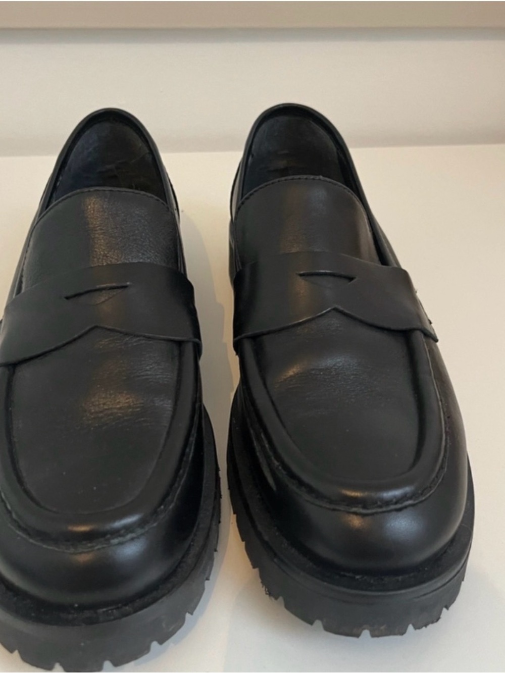 BROWNS Black Leather Penny Loafers